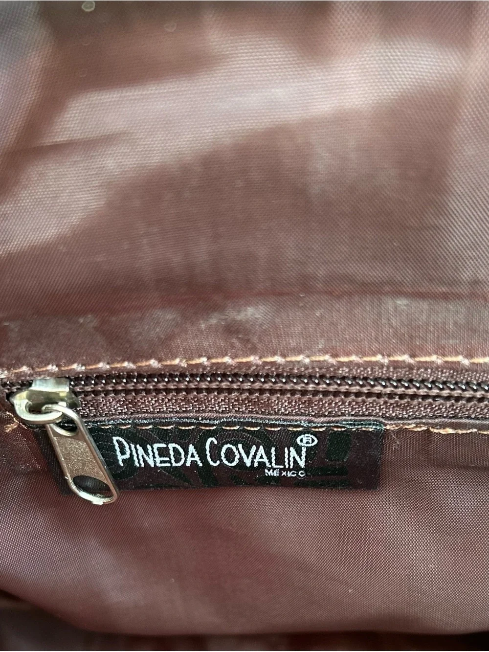 Embossed Leather Satchel in Deep Brown